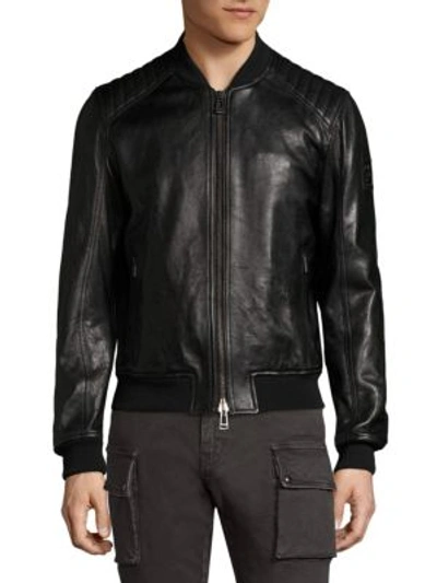 Belstaff Pershall Leather Bomber Jacket In Black | ModeSens
