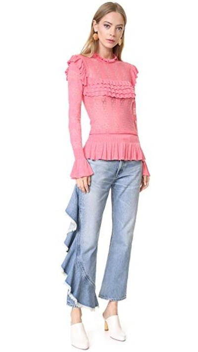 Shop Temperley London Cypre Frill Top In Cameo Pink