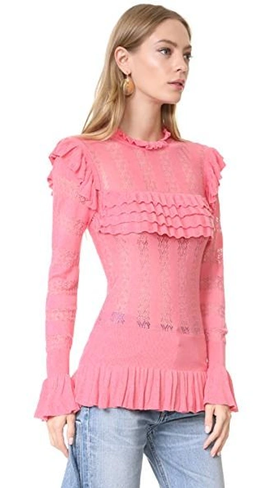 Shop Temperley London Cypre Frill Top In Cameo Pink