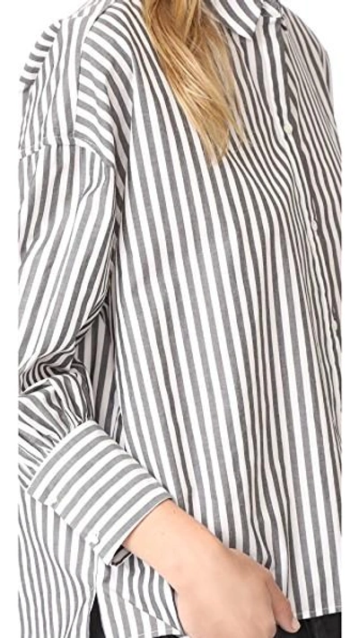 Shop Nili Lotan Fulton Shirt In Black/white Stripe