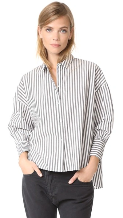Nili Lotan Fulton Striped Cotton Shirt In Grey