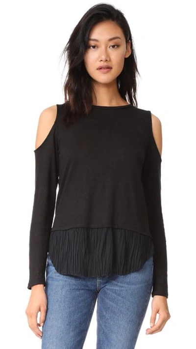 Generation Love Talulah Pleated Cold Shoulder Top In Black