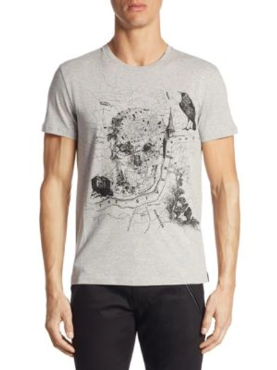 Alexander Mcqueen Front Graphic Cotton Shirt In Black-grey