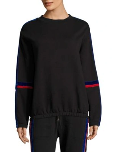 Shop Public School Azalea Velvet Stripes Sweatshirt In Black
