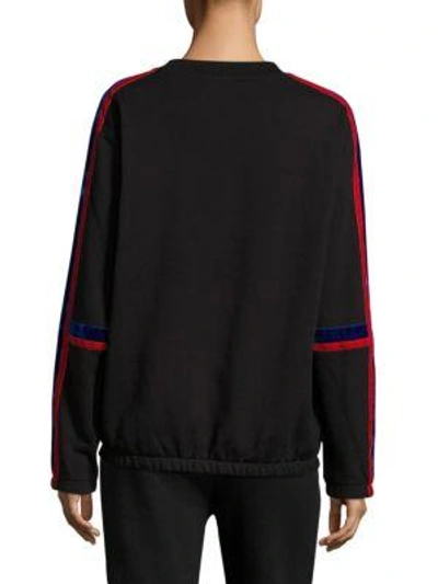 Shop Public School Azalea Velvet Stripes Sweatshirt In Black