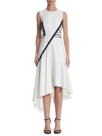 Jason Wu Sleeveless Lace-up Asymmetric Dress In Chalk