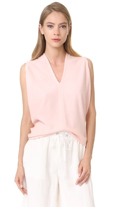 Narciso Rodriguez Sleeveless Cocoon-wrap Wool-cashmere Jumper, Pink In Blush