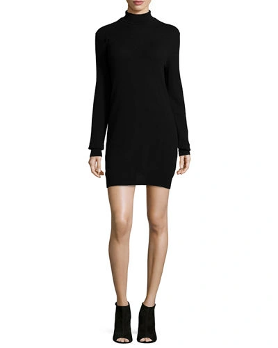 Equipment Oscar Long-sleeve Cashmere Turtleneck Dress, Black