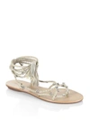 LOEFFLER RANDALL Bo Glitter Metallic & Rhinestone Leather Wrap Sandals