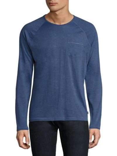 John Varvatos Long-sleeve Raglan Burnout T-shirt In Blue Stone