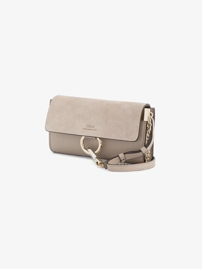 Shop Chloé Grey Suede Faye Wallet Bag