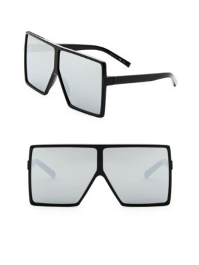 Shop Saint Laurent Sl 183 Betty 68mm Oversize Mirrored Shield Sunglasses In Black
