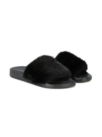 Givenchy Mink Fur Slides in Black