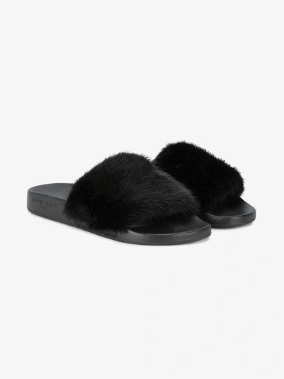 Shop Givenchy Black Fur Slides