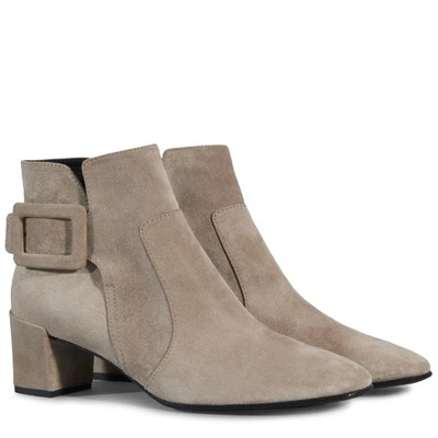 Shop Roger Vivier Polly Ankle Boots In Suede In Grey