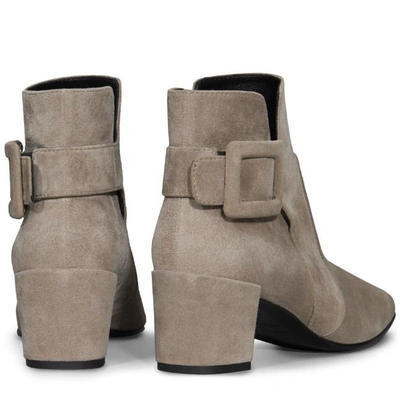 Shop Roger Vivier Polly Ankle Boots In Suede In Grey