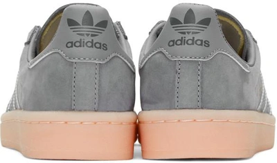 Shop Adidas Originals Grey & Pink Suede Campus Sneakers