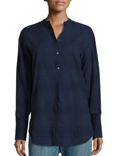 Vince Shirred Back Tunic In New Coastal Blue
