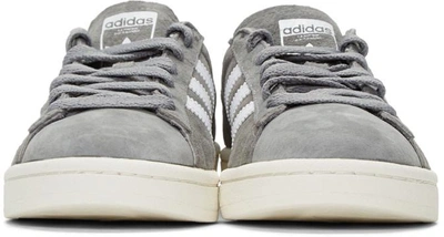 Shop Adidas Originals Grey Suede Campus Sneakers In Grey Three/ftwr Whit