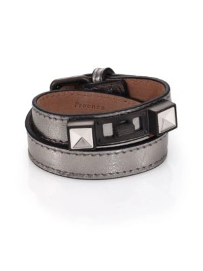Proenza Schouler Ps11 Metallic Leather Double-wrap Bracelet In Silver