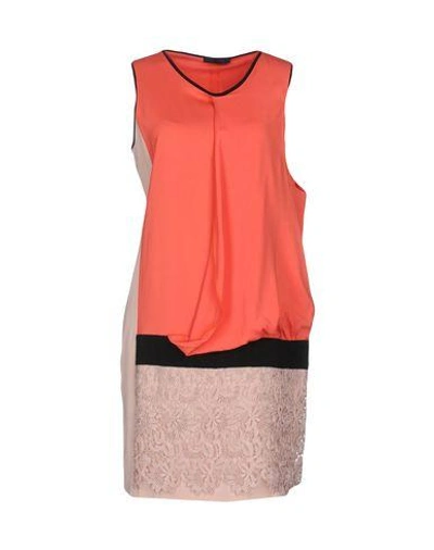 Pinko Short Dresses In Coral
