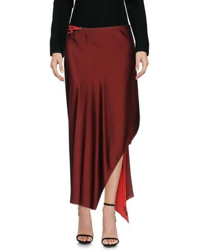 Shop Dkny Maxi Skirts In Brick Red