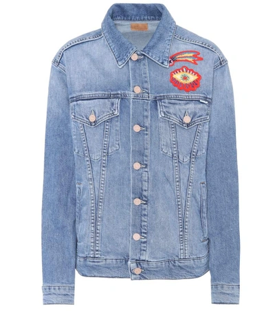 Shop Mother The Drifter Embroidered Denim Jacket In Blue