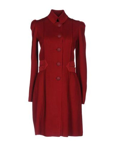 Shop Emporio Armani Overcoats In Red