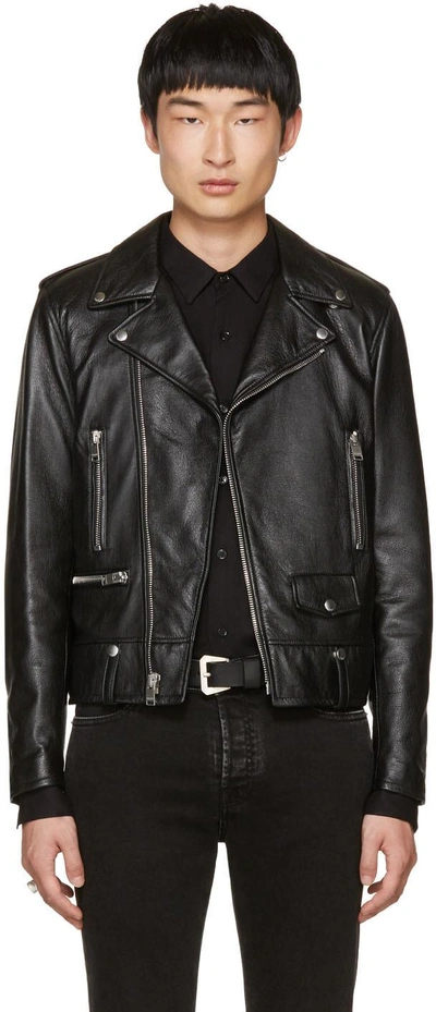 Shop Saint Laurent Black Leather Blood Luster L01 Jacket