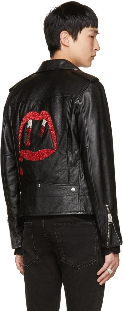 Shop Saint Laurent Black Leather Blood Luster L01 Jacket