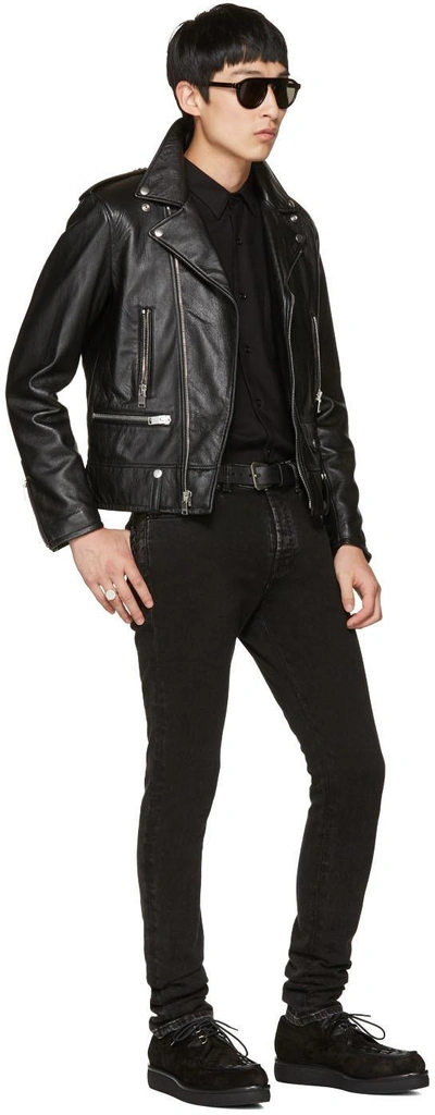 Shop Saint Laurent Black Leather Blood Luster L01 Jacket