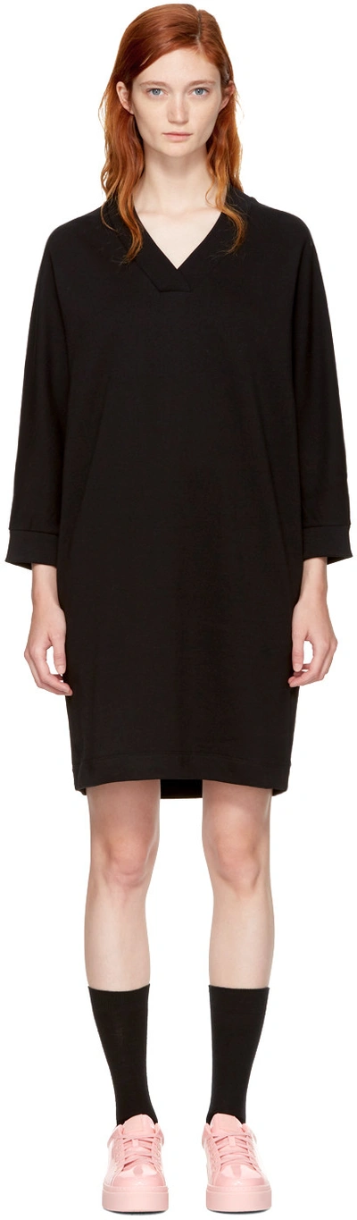 Shop Kenzo Black Logo V-neck Sweatshirt Dress