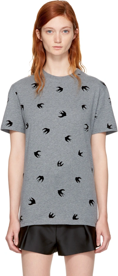 Mcq By Alexander Mcqueen Mcq Alexander Mcqueen Grey Mini Swallow T-shirt In Stone Grey Melange