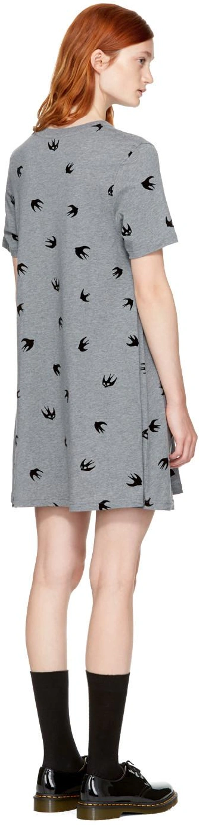 Shop Mcq By Alexander Mcqueen Grey Micro Swallow Babydoll T-shirt Dress