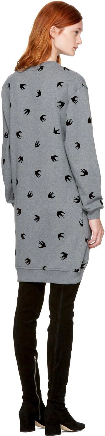 Shop Mcq By Alexander Mcqueen Grey Micro Swallow Sweatshirt Dress