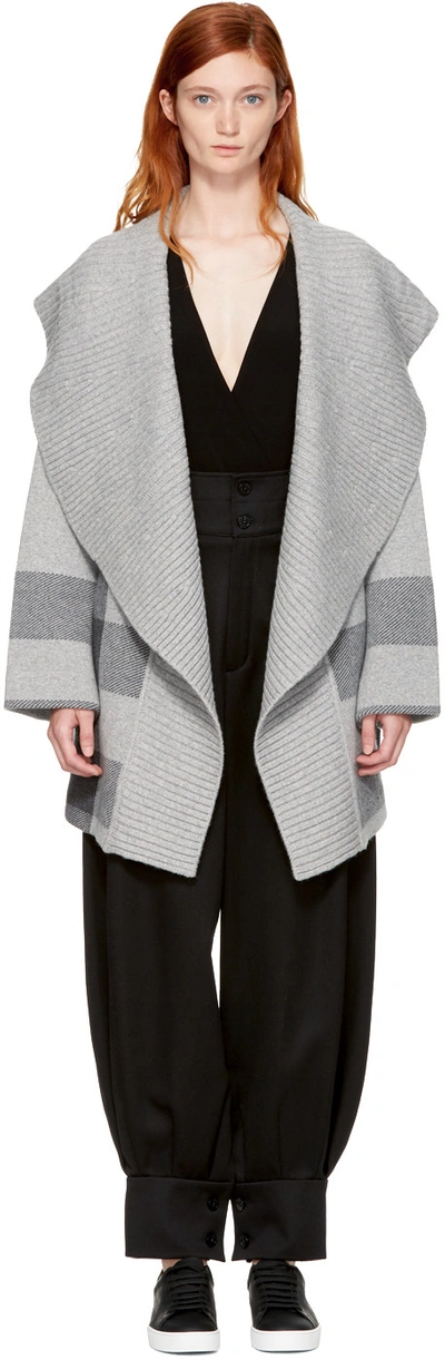 Burberry Check Open-front Coat Cardigan In Pale Gray