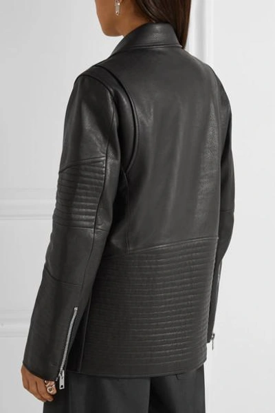 Shop Alexander Wang Oversized Leather Biker Jacket In Black