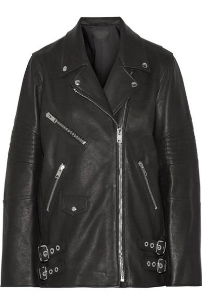 Shop Alexander Wang Oversized Leather Biker Jacket In Black