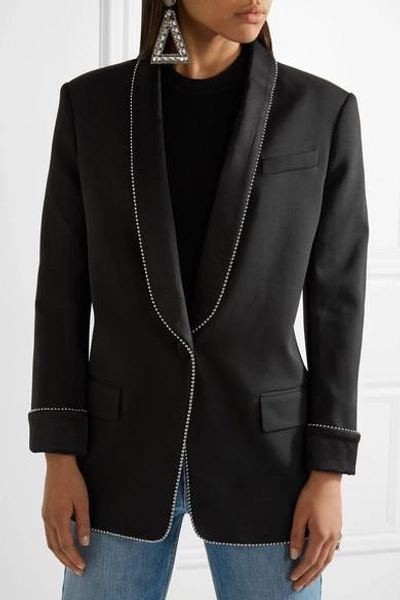 Shop Alexander Wang Embellished Twill Blazer In Black