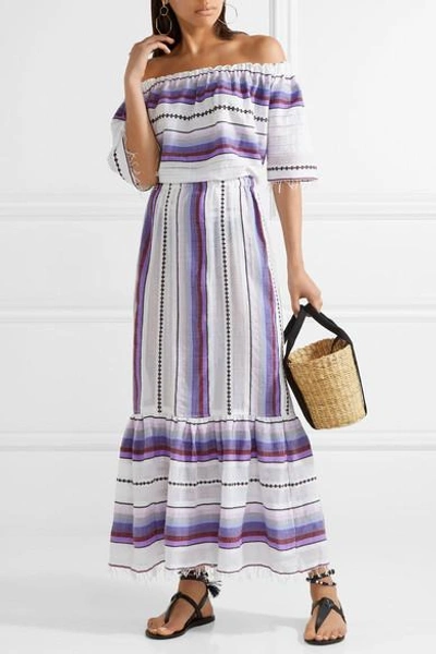 Shop Lemlem Adia Convertible Striped Cotton-blend Gauze Skirt In Violet