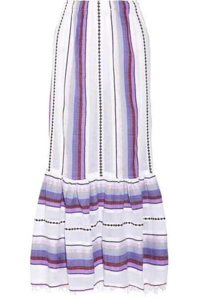 Shop Lemlem Adia Convertible Striped Cotton-blend Gauze Skirt In Violet