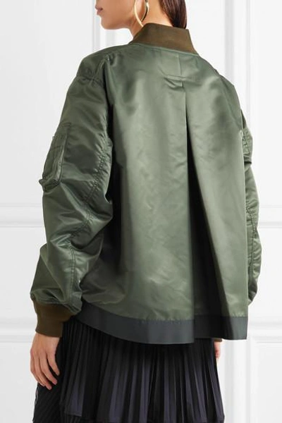 Shop Sacai Ribbed Jersey-trimmed Shell Bomber Jacket