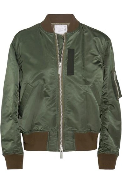 Shop Sacai Ribbed Jersey-trimmed Shell Bomber Jacket