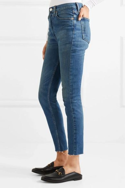 Shop Re/done Originals High-rise Ankle Crop Frayed Skinny Jeans