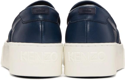 Shop Kenzo Navy K-py Tiger Platform Slip-on Sneakers