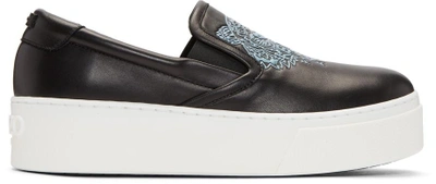 Shop Kenzo Black K-py Tiger Platform Slip-on Sneakers