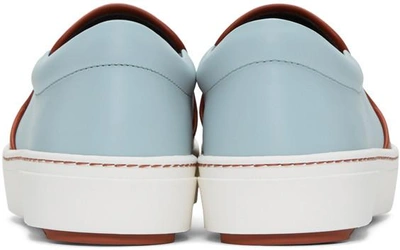 Shop Fendi Grey & Blue 'bag Bugs' Slip-on Sneakers