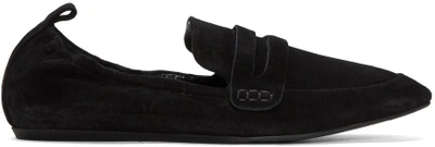 Shop Lanvin Black Suede Loafers