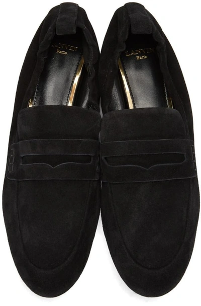 Shop Lanvin Black Suede Loafers
