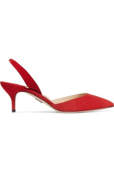 Shop Paul Andrew Rhea Suede Slingback Pumps In Red